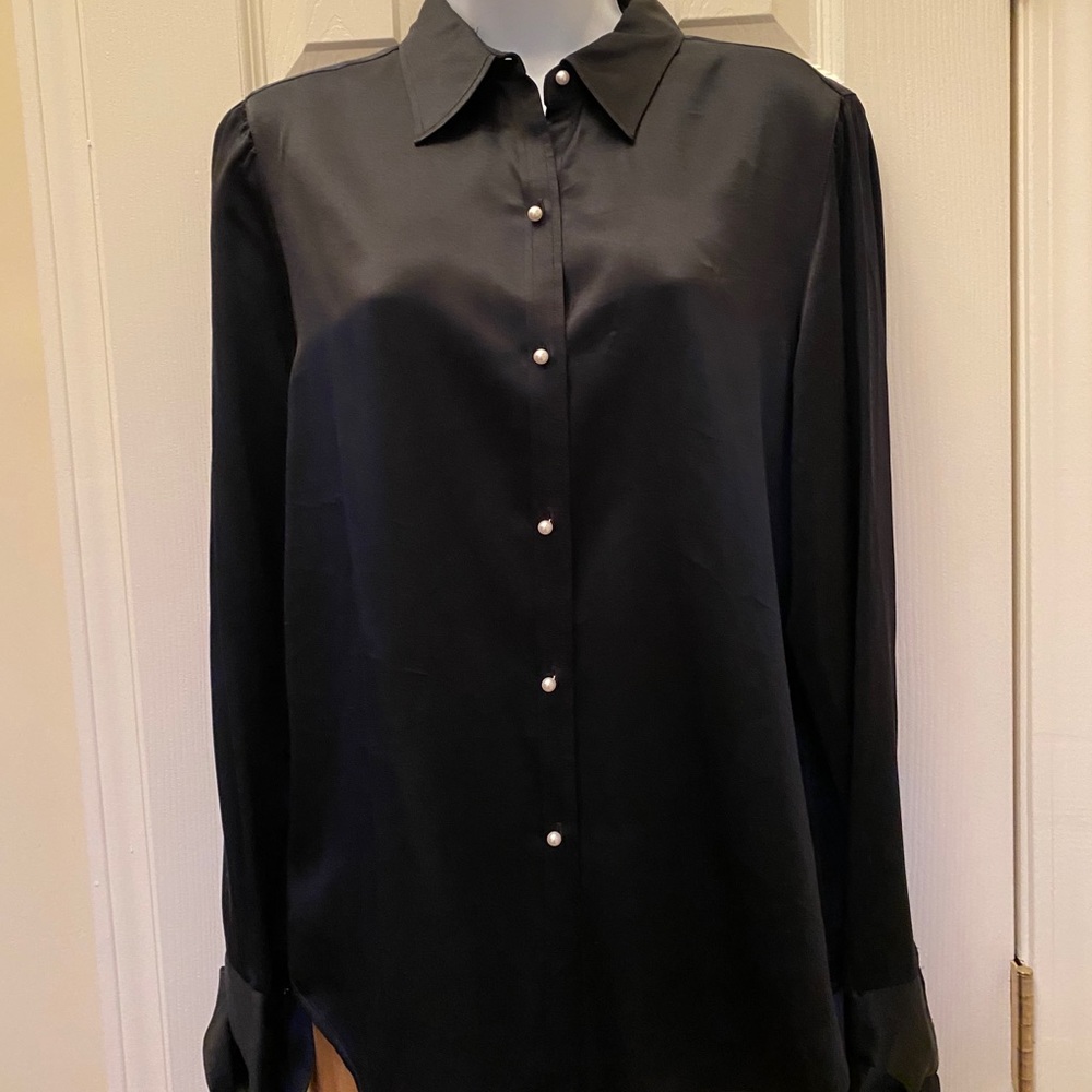 Black silk Lauren blouse. Size 12.